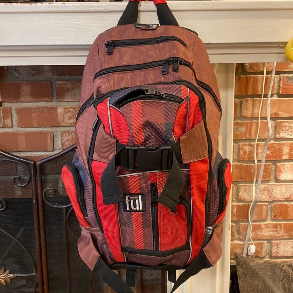 Ful Backpack Red, Maroon Multi-Pocket - Laptop - Audio Port Backpack